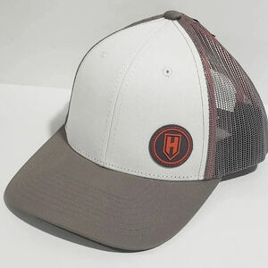 Heybo Outdoors Mens White/Gray Snapback Hat With  Offset H Shield.NWT.